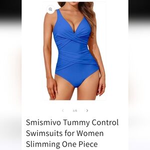 Smismivo Women's Slimming Blue One Piece Swimsuit NWT